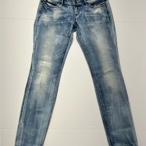 Express Light Blue Low Rise Skinny Jeans W 6S Pockets Logo SOFT COMFY